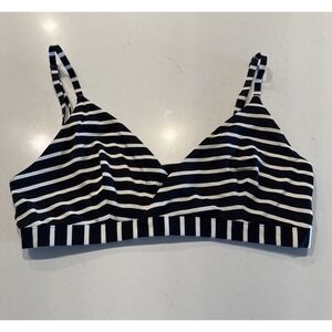 COS Striped Crossover Bikini Top Navy Blue White Size 10 Swim Nautical Coastal